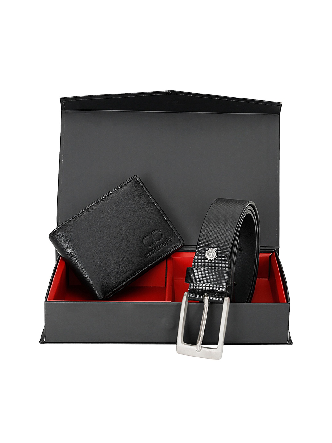 

amicraft Men Leather Accessory Gift Set, Black