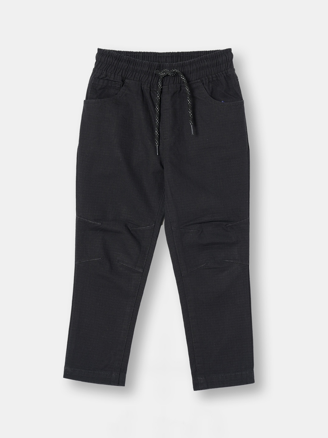

R&B Boys Mid Rise Cotton Trousers, Black