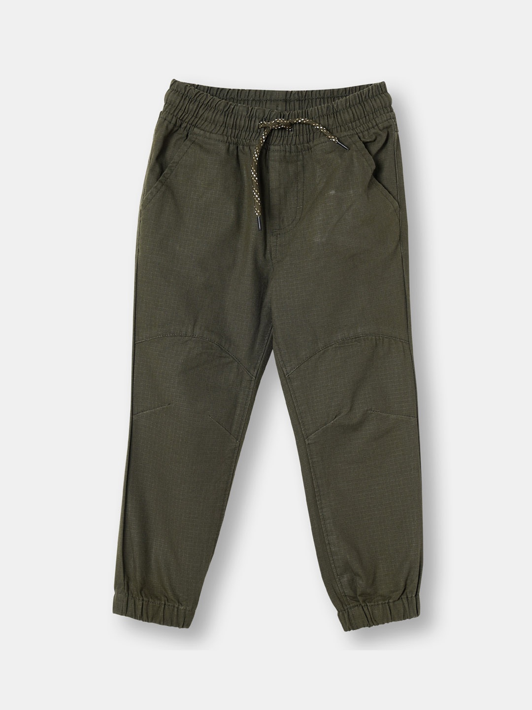 

R&B Boys Mid Rise Cotton Joggers Trousers, Olive