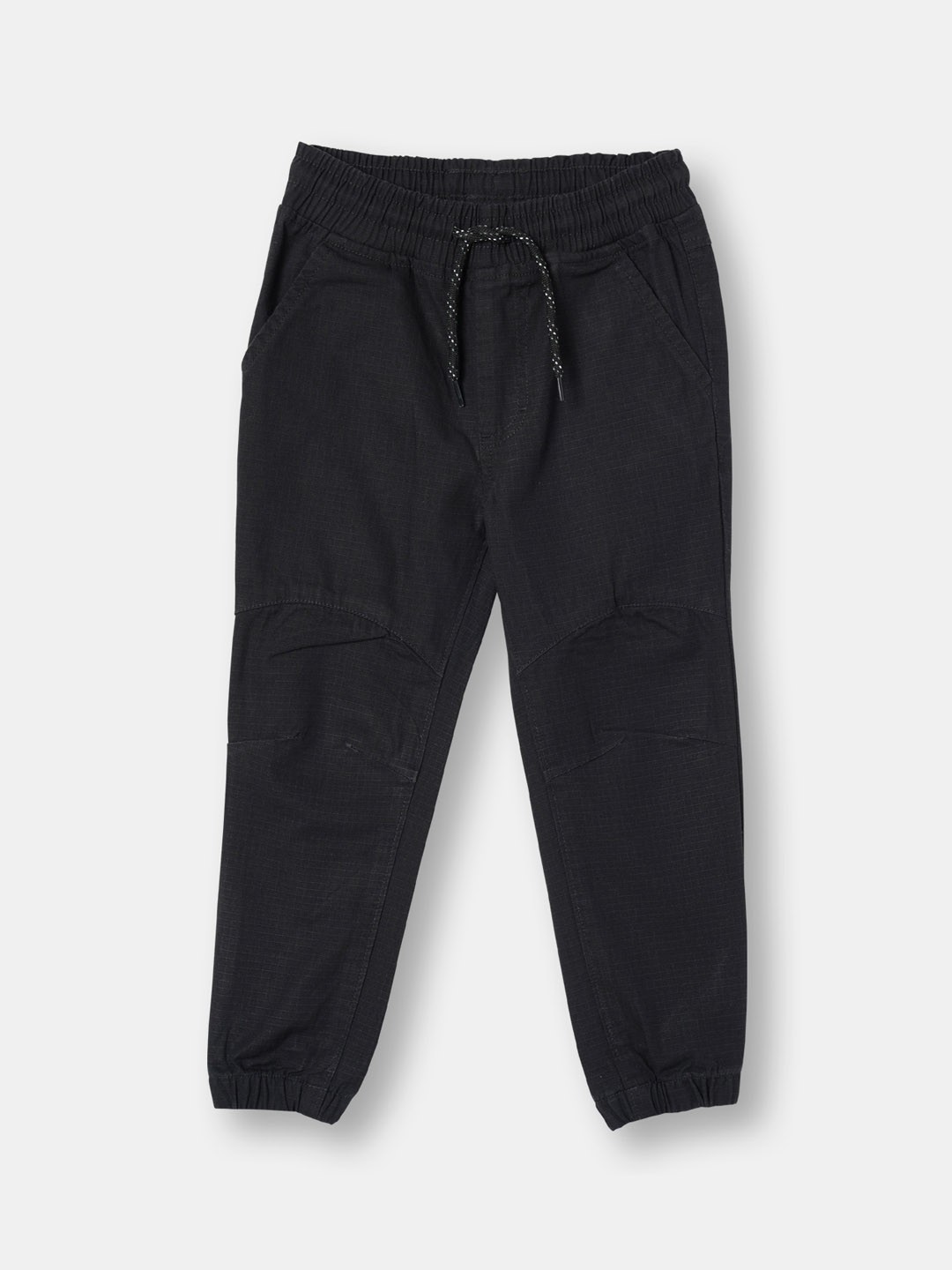 

R&B Boys Mid Rise Cotton Joggers Trousers, Black