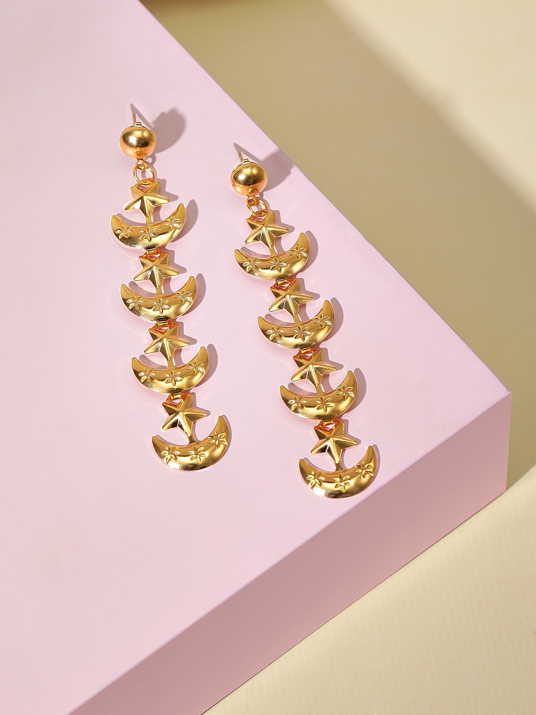 

Rubans Voguish 18K Gold Plated Star Shaped Drop Earrings