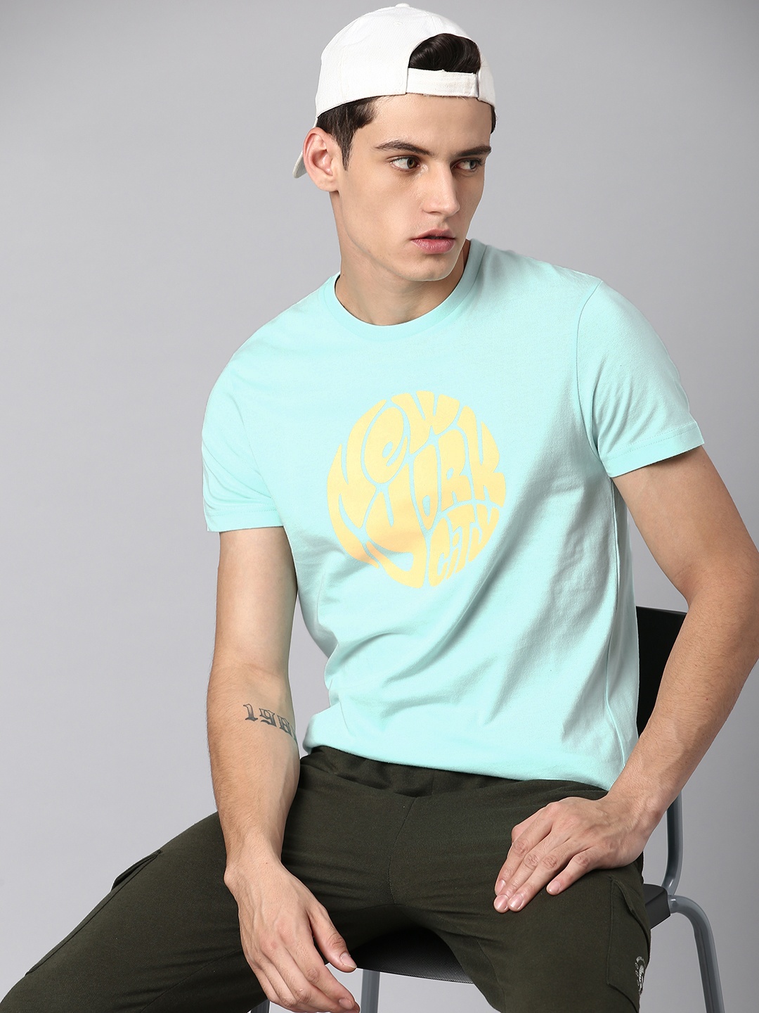 

Hubberholme Typography Printed Pure Cotton T-shirt, Blue