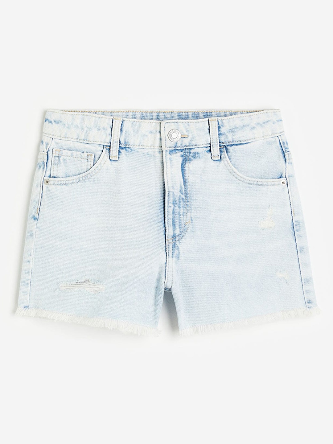 

H&M Girls Blue Washed High-Rise Denim Shorts