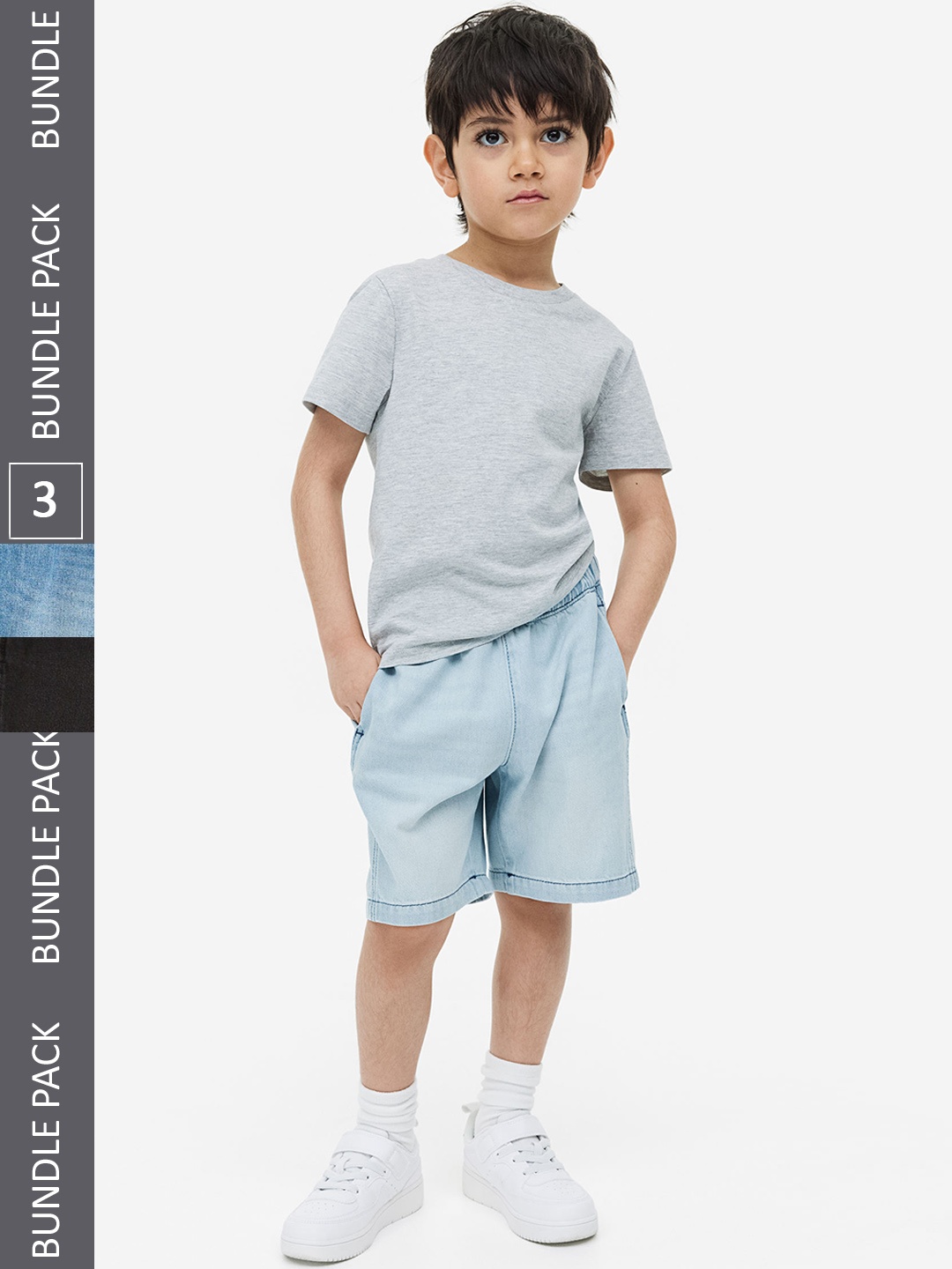 

H&M Boys 3-Pack Denim Shorts, Black