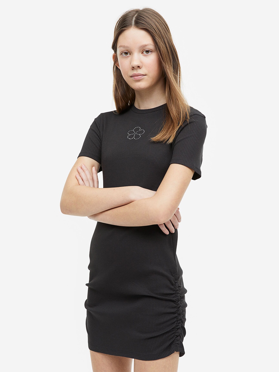 

H&M Girls Gathered Dress, Black