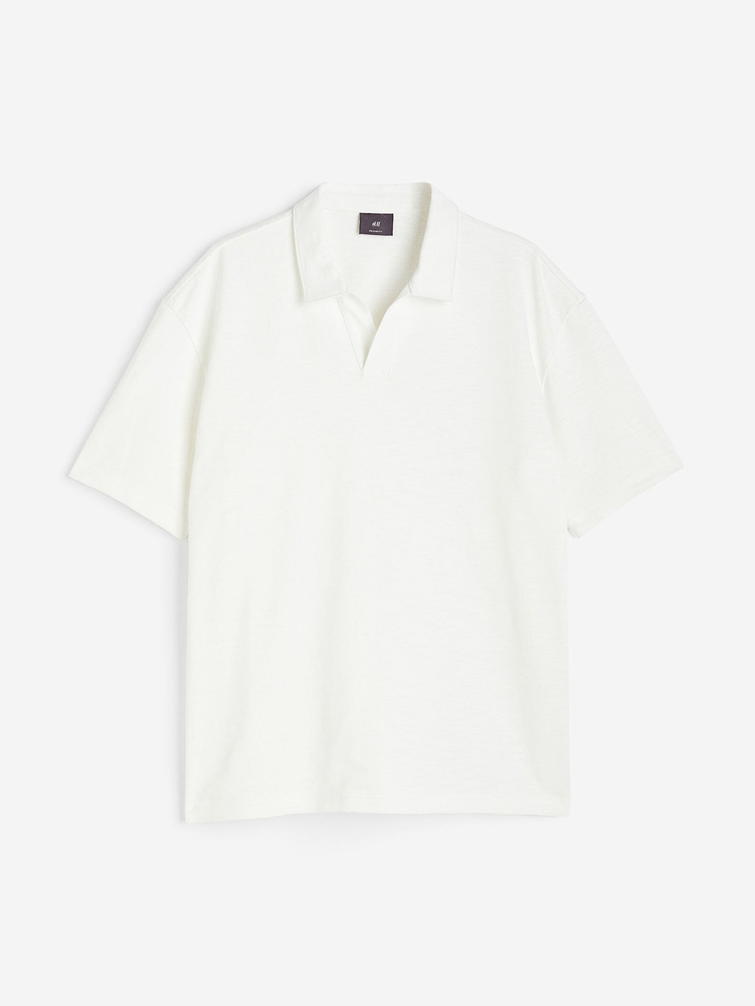 

H&M Men Relaxed Fit Cotton Polo Collar Shirt, White