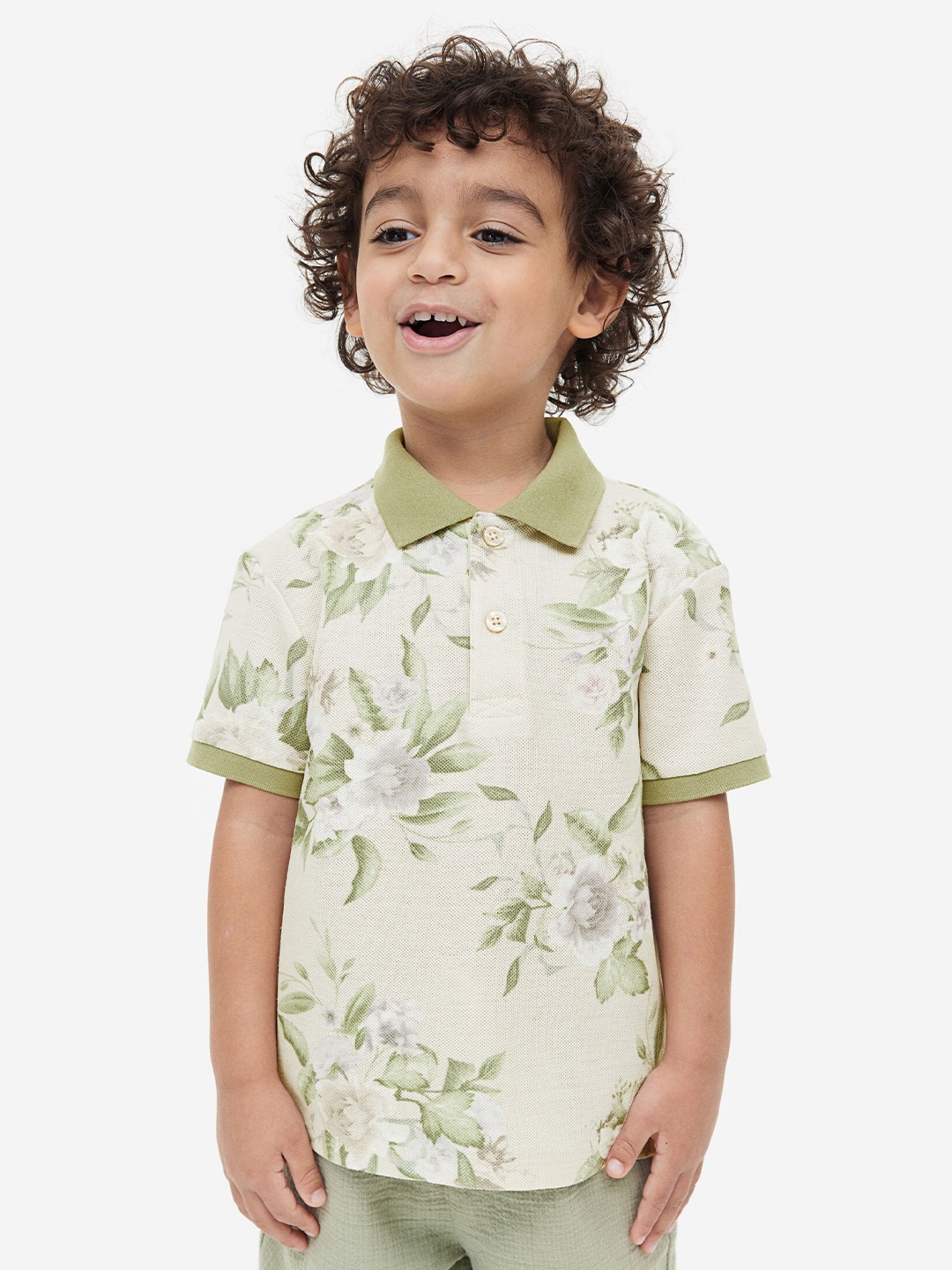 

H&M Boys Cotton Piqu Polo Shirt, Beige