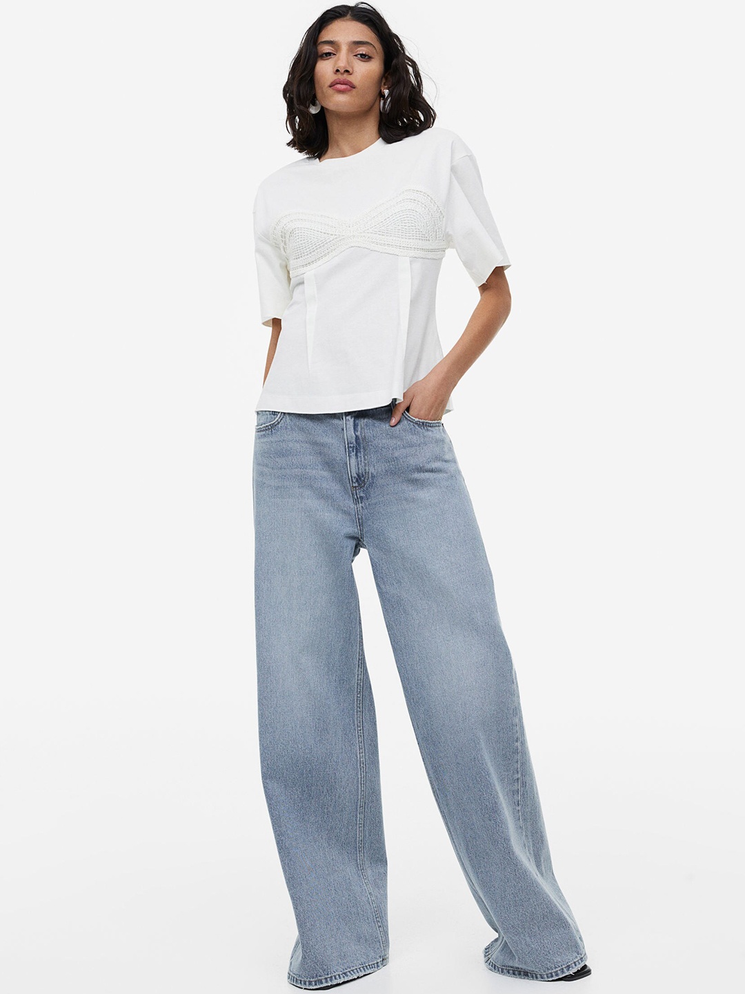 

H&M Women Blue High-Rise Light Fade Jeans
