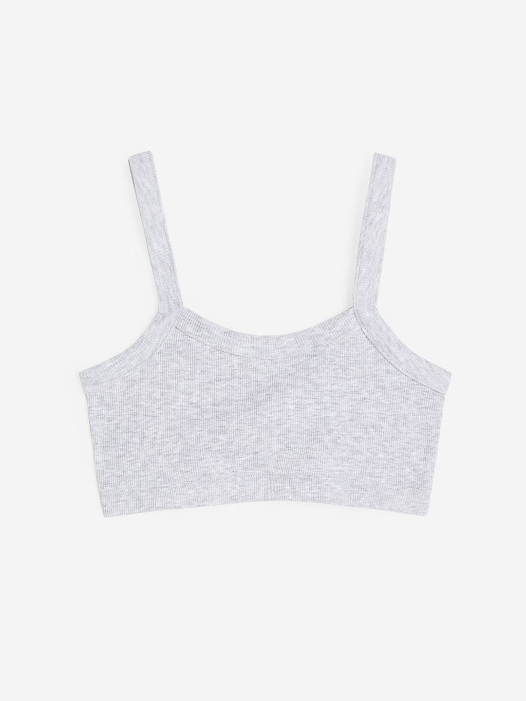 

H&M Girls Ribbed Jersey Top, Grey
