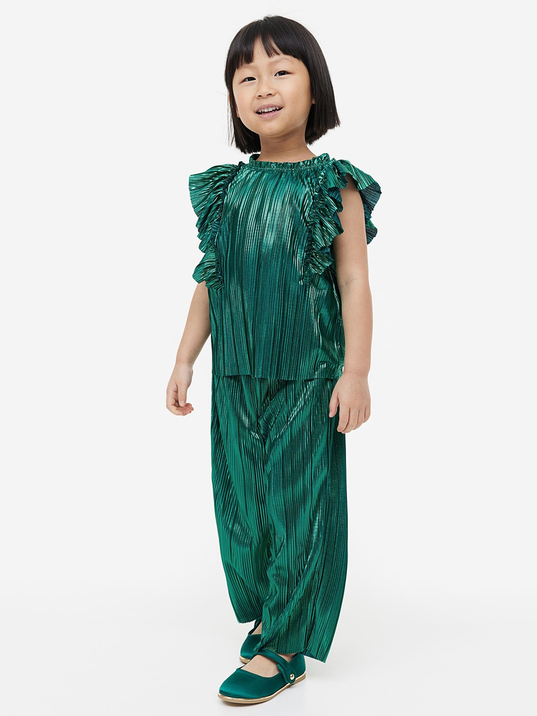 

H&M Girls 2-Piece Shimmering Set, Green