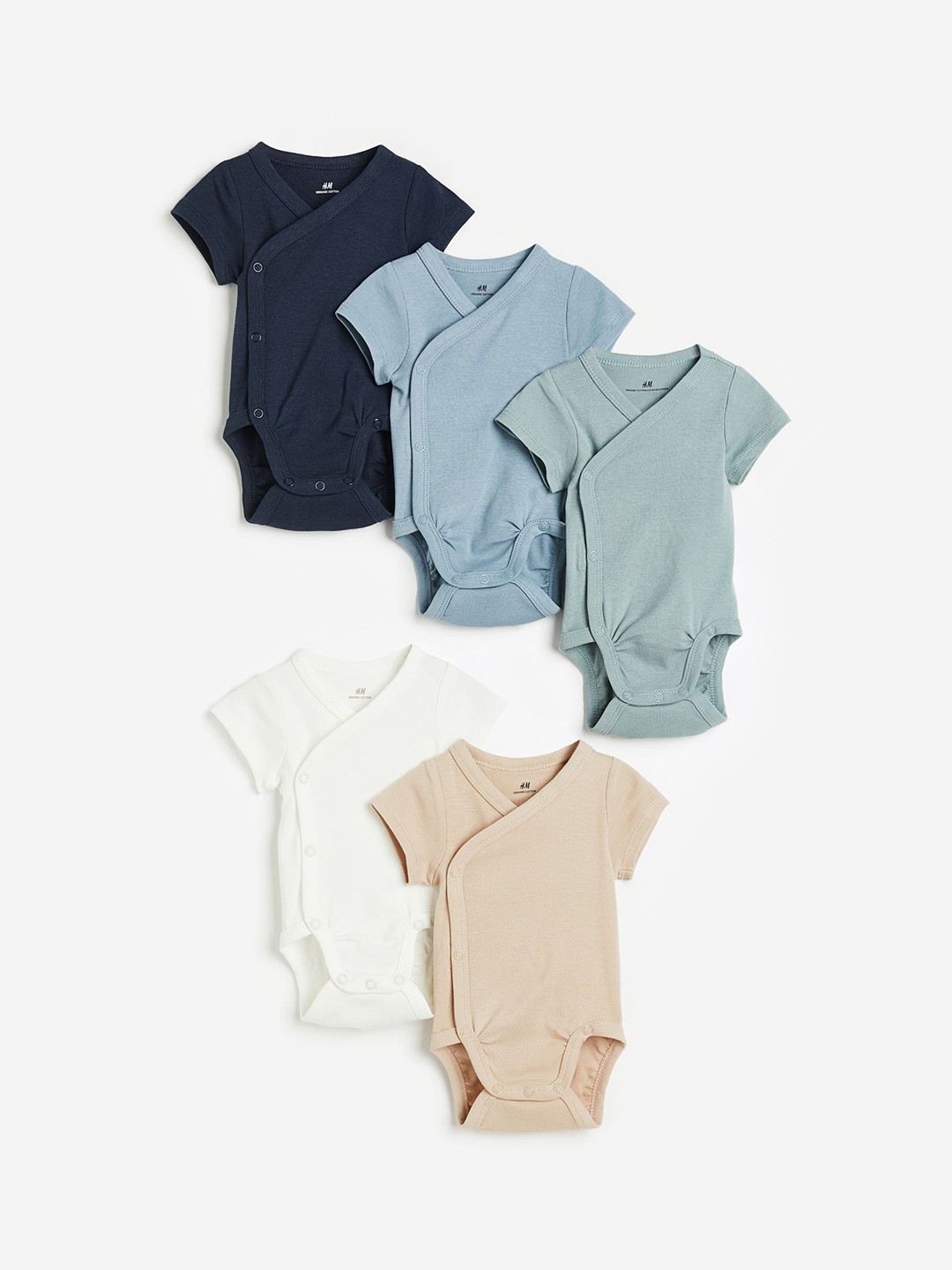 

H&M Infant Girls Pack Of 5 Cotton Bodysuit, Beige