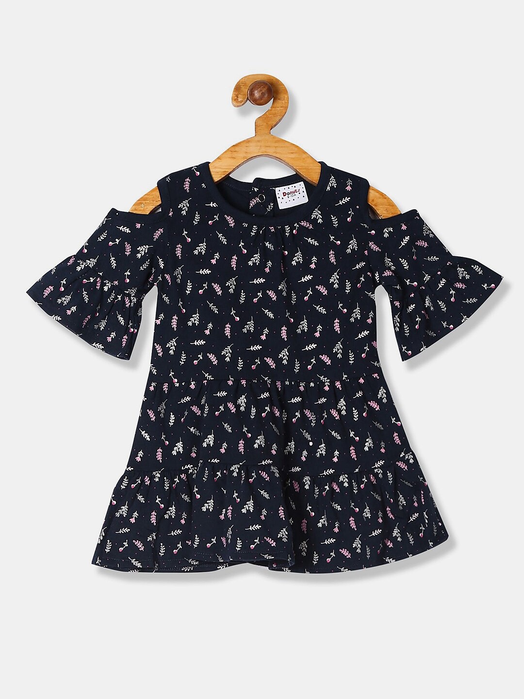 

V-Mart Infant Girl Printed Cotton Round Neck A-Line Dress, Blue