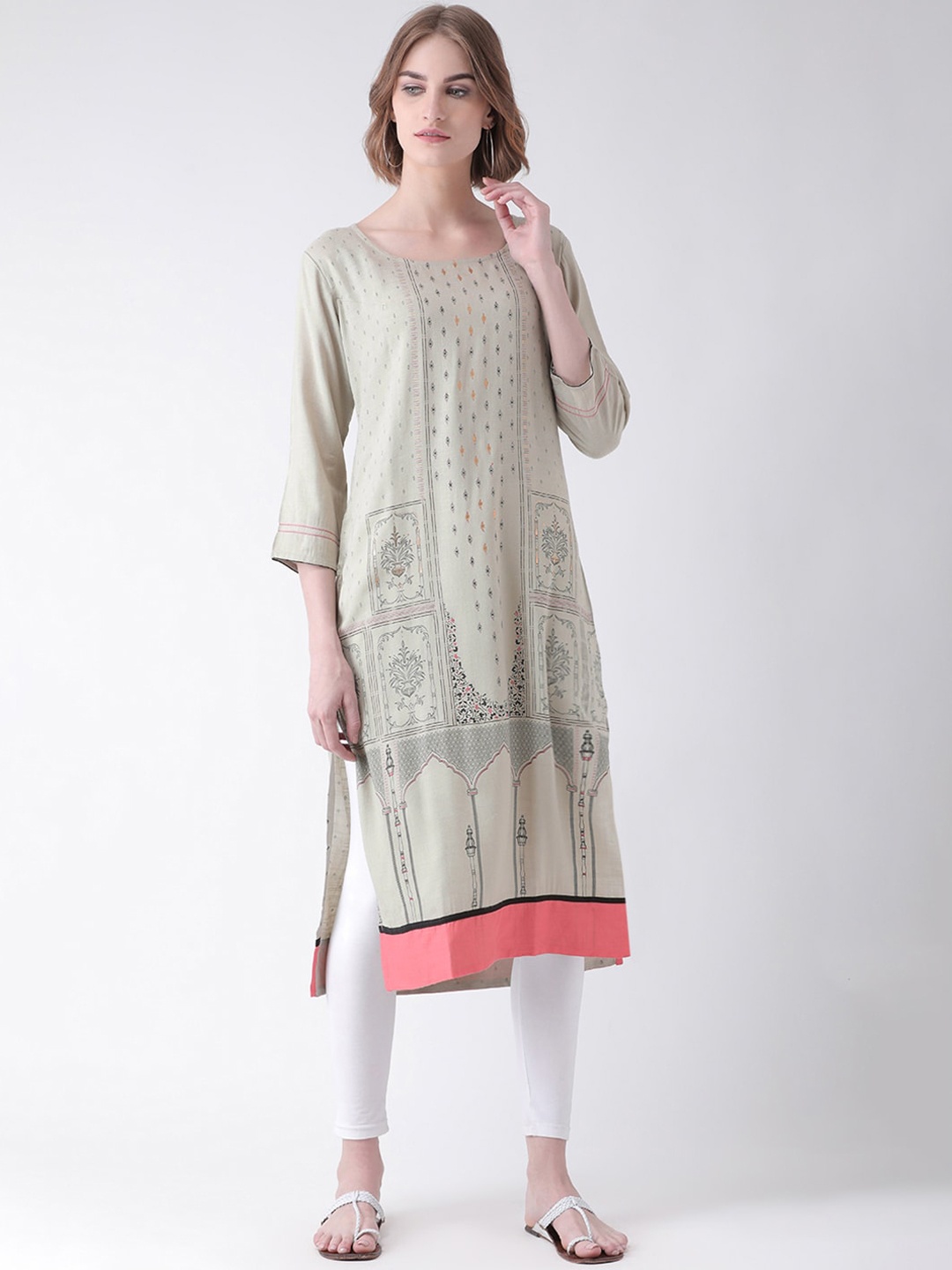 

Span Ethnic Motifs Printed Straight Kurta, Grey