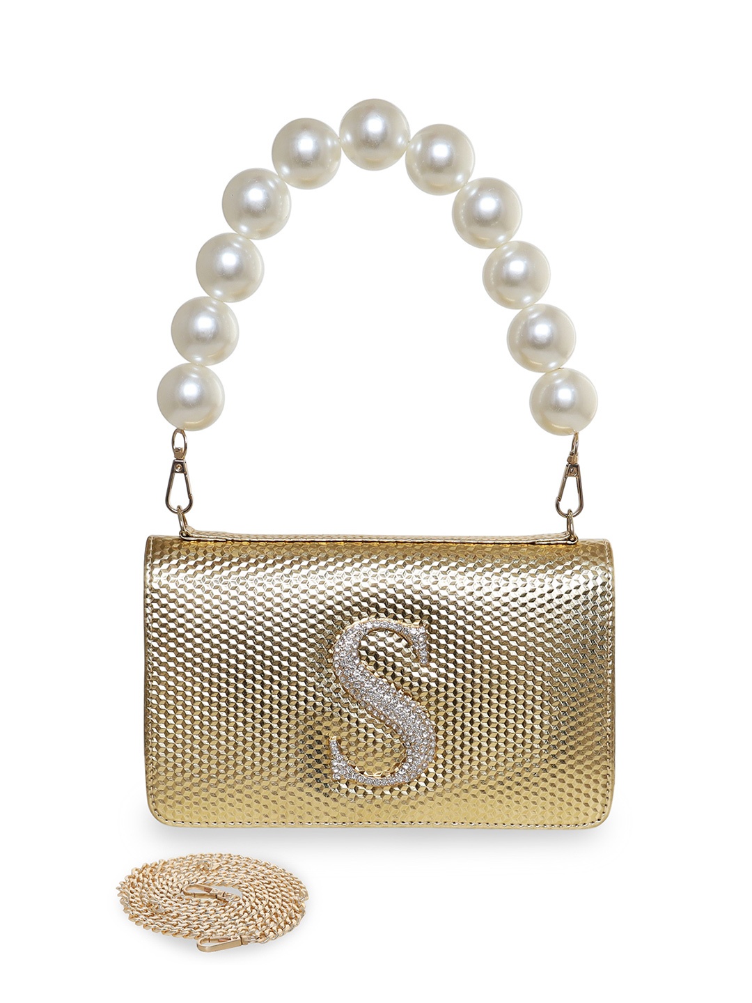

ESBEDA Textured PU Structured Sling Bag, Gold