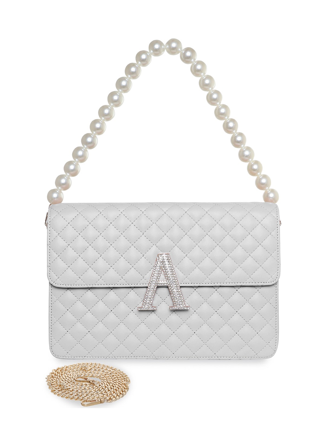 

ESBEDA Textured PU Structured Hobo Bag with Quilted, White