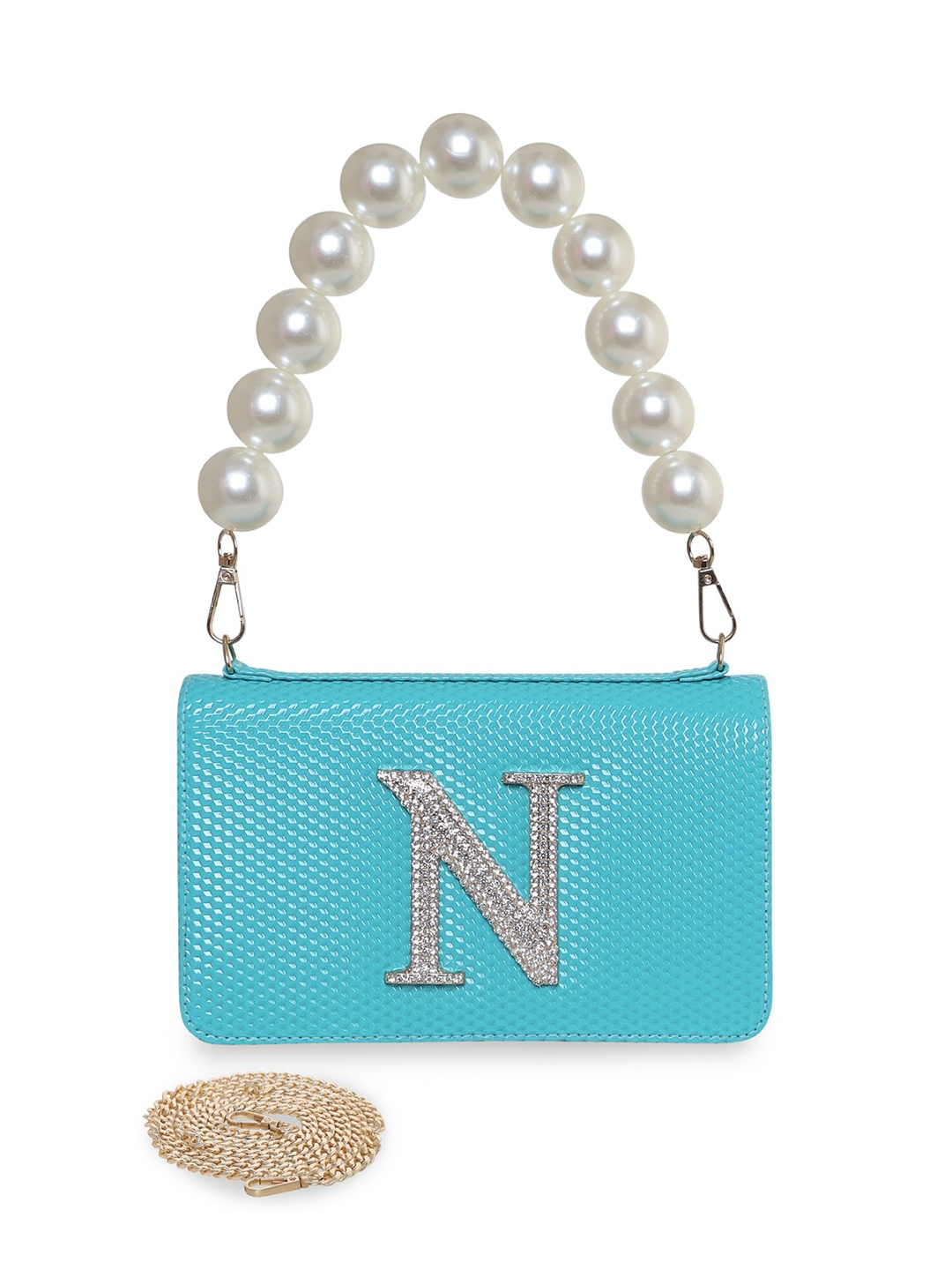 

ESBEDA Embellished PU Structured Sling Bag, Blue