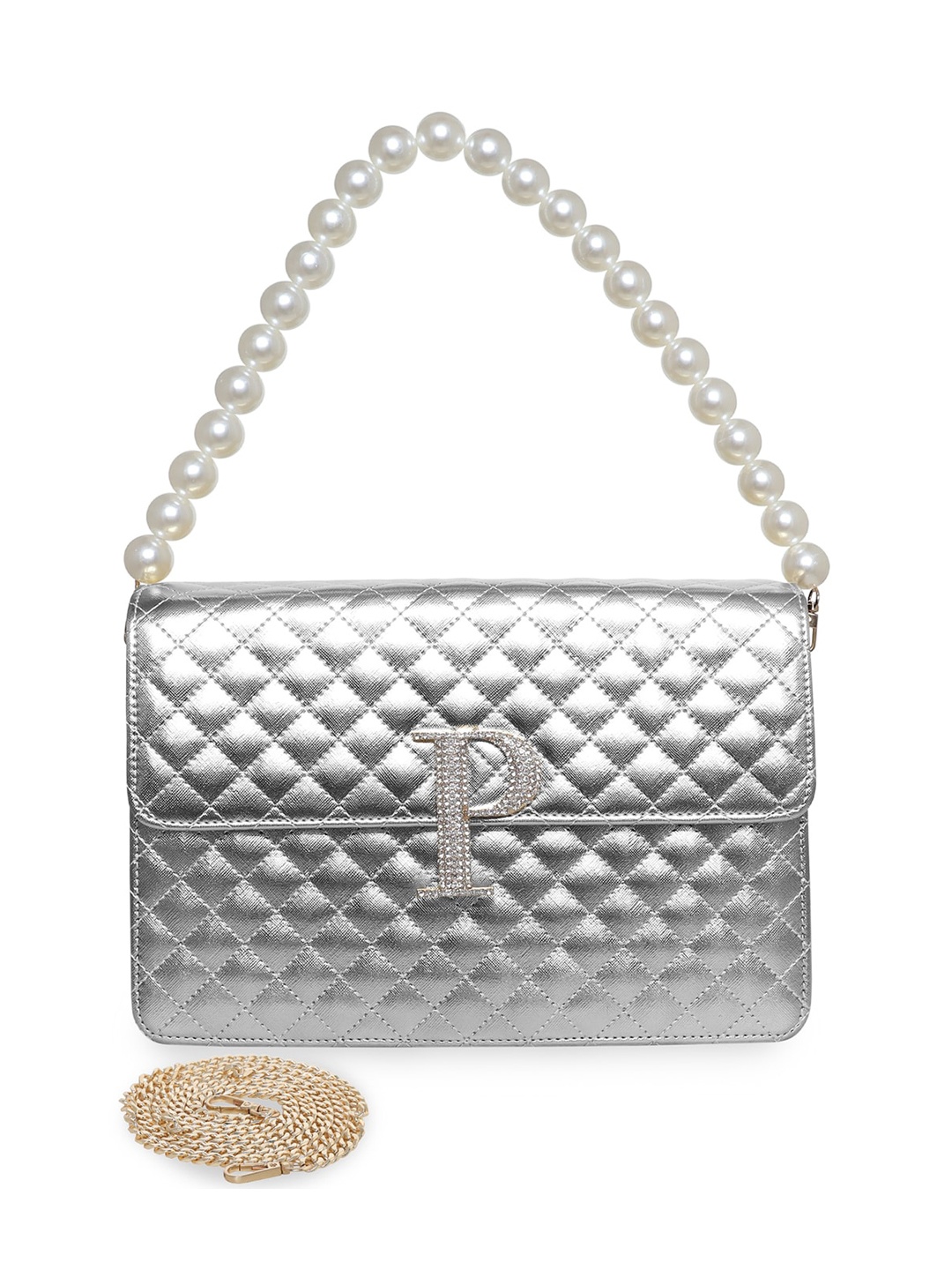 

ESBEDA PU Structured Sling Bag with Quilted, Silver