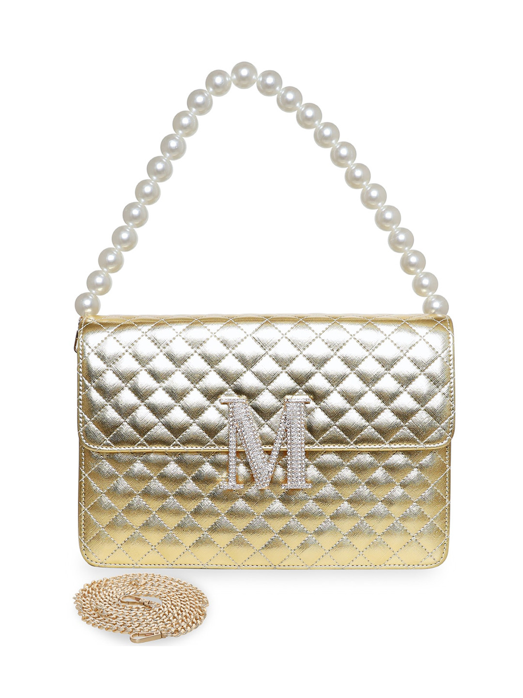 

ESBEDA PU Structured Handheld Bag with Quilted, Gold