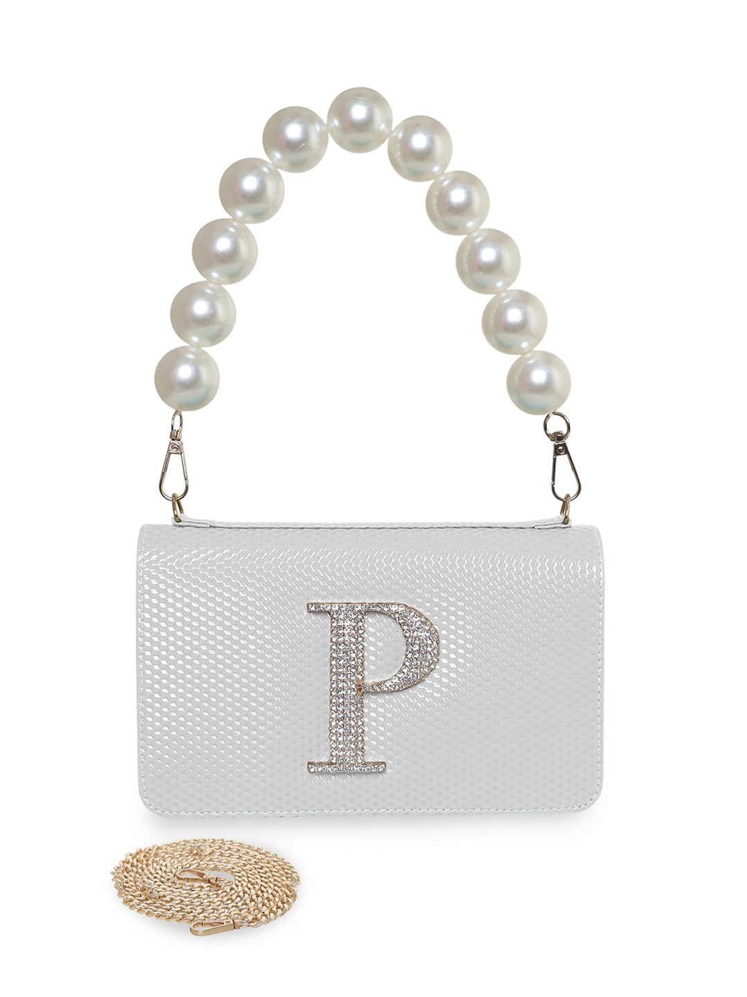 

ESBEDA Textured Embellished Envelope Clutch, White