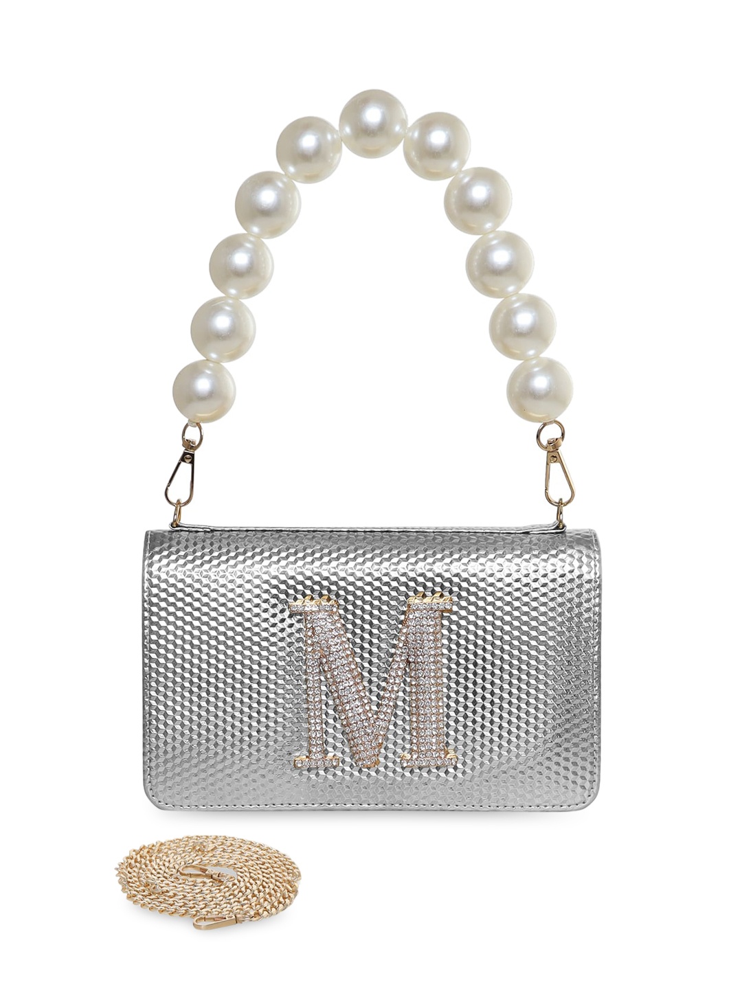 

ESBEDA Textured Embellished Envelope Clutch, Silver