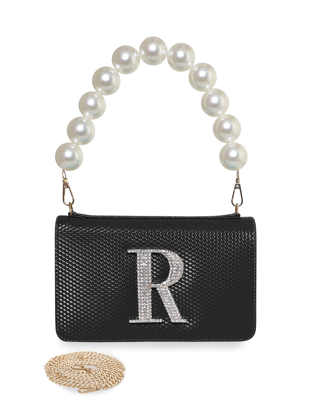 

ESBEDA Textured Embellished Envelope Clutch, Black