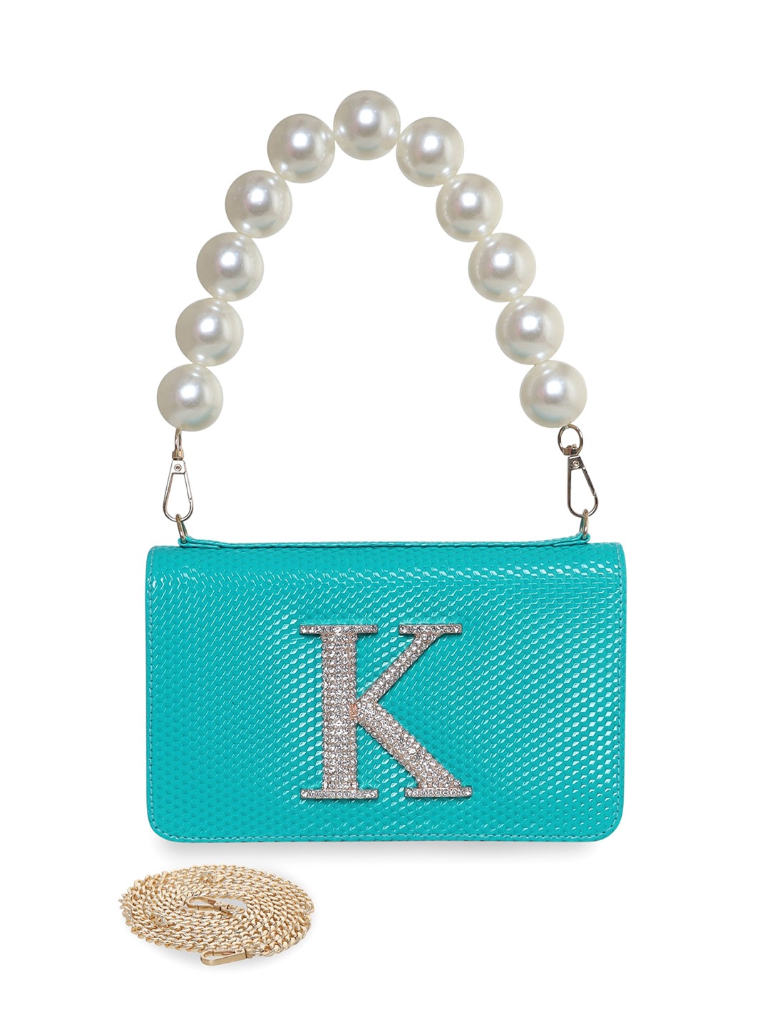 

ESBEDA Textured Embellished Envelope Clutch, Turquoise blue
