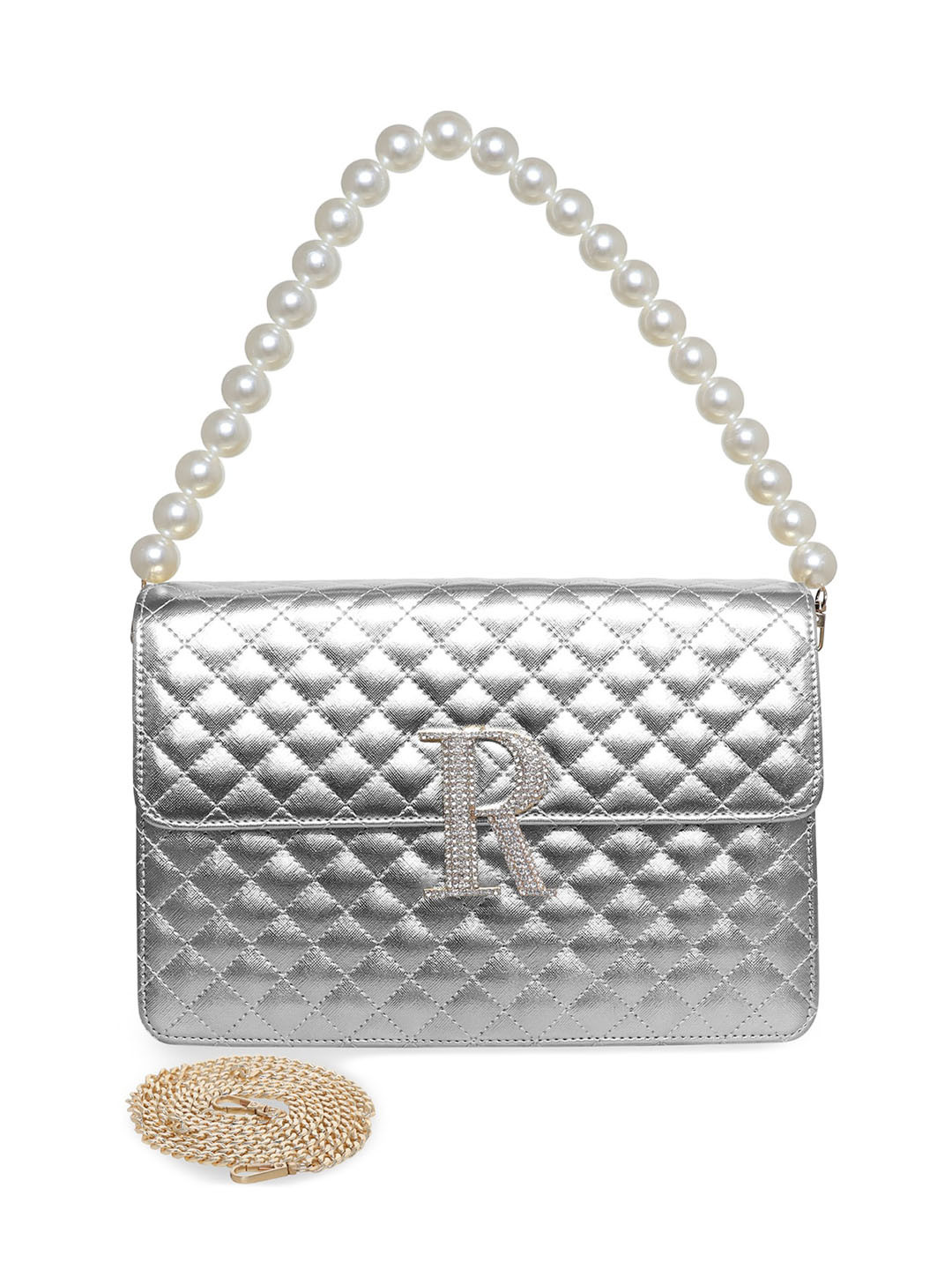 

ESBEDA PU Structured Sling Bag with Quilted, Silver