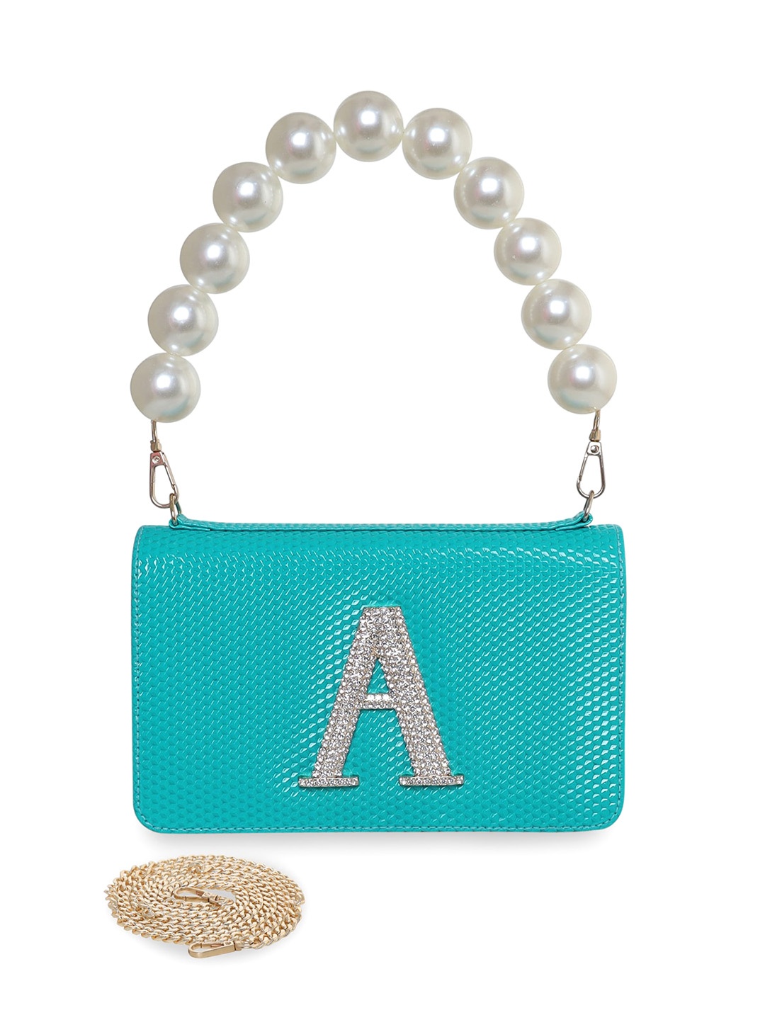 

ESBEDA Embellished PU Structured Sling Bag, Turquoise blue