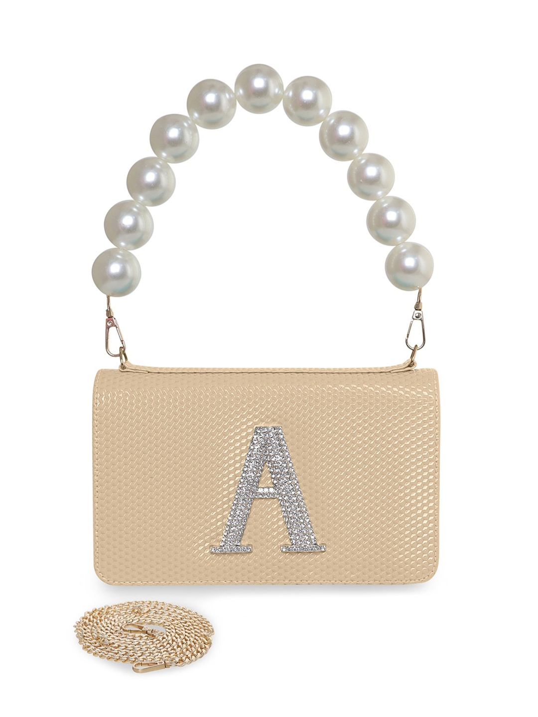 

ESBEDA Beige Embellished PU Swagger Sling Bag