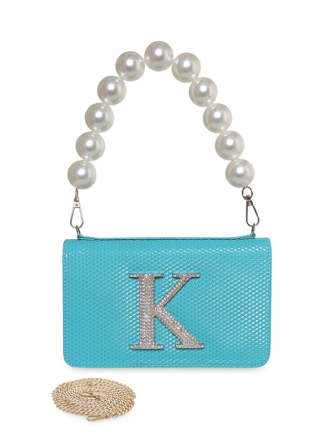 

ESBEDA Embellished PU Structured Sling Bag, Blue