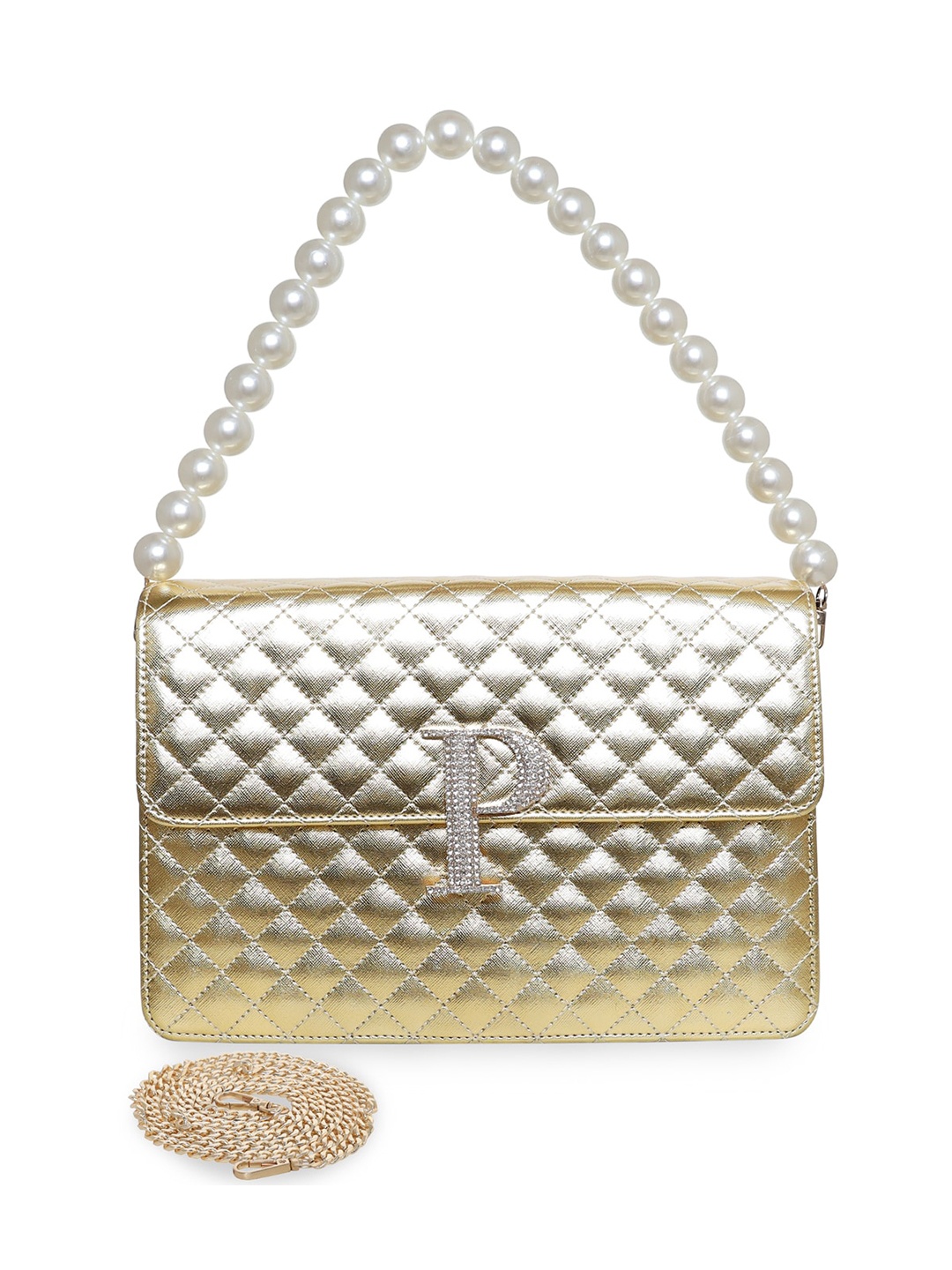 

ESBEDA PU Structured Sling Bag with Quilted, Gold