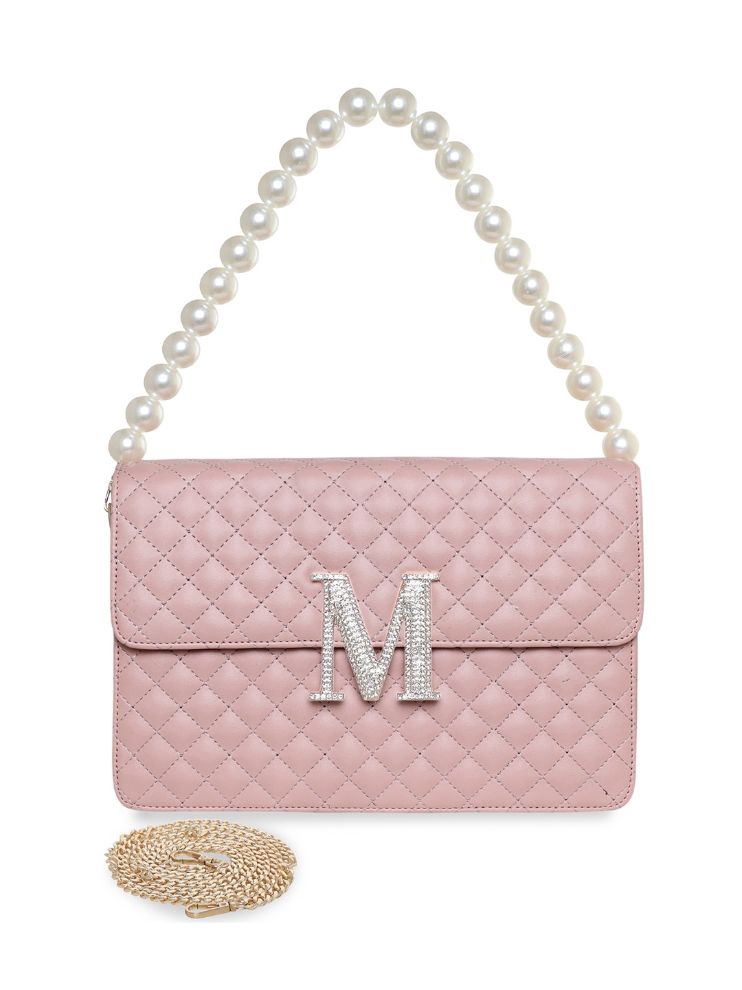 

ESBEDA Peach-Coloured PU Structured Shoulder Bag with Quilted