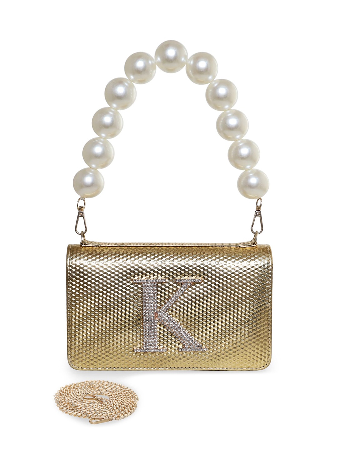 

ESBEDA Gold-Toned Textured PU Structured Sling Bag