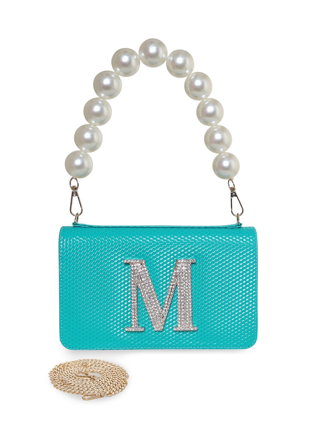 ESBEDA Embellished PU Handheld Bag, Turquoise blue