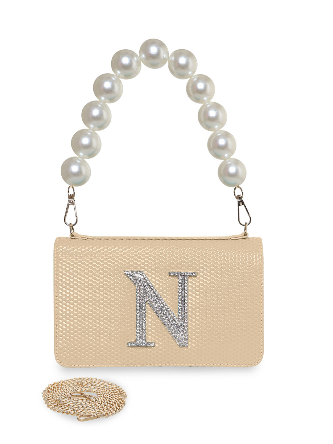 

ESBEDA Beige Embellished PU Structured Sling Bag