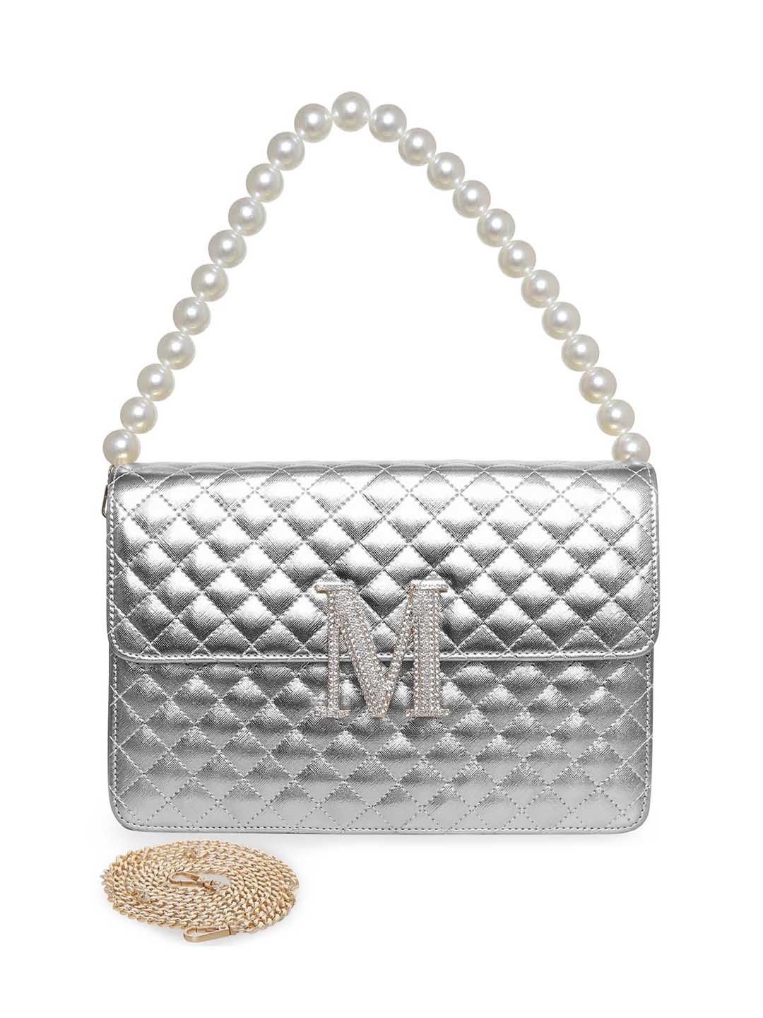 

ESBEDA Women Embellished Structured Sling Bag, Silver