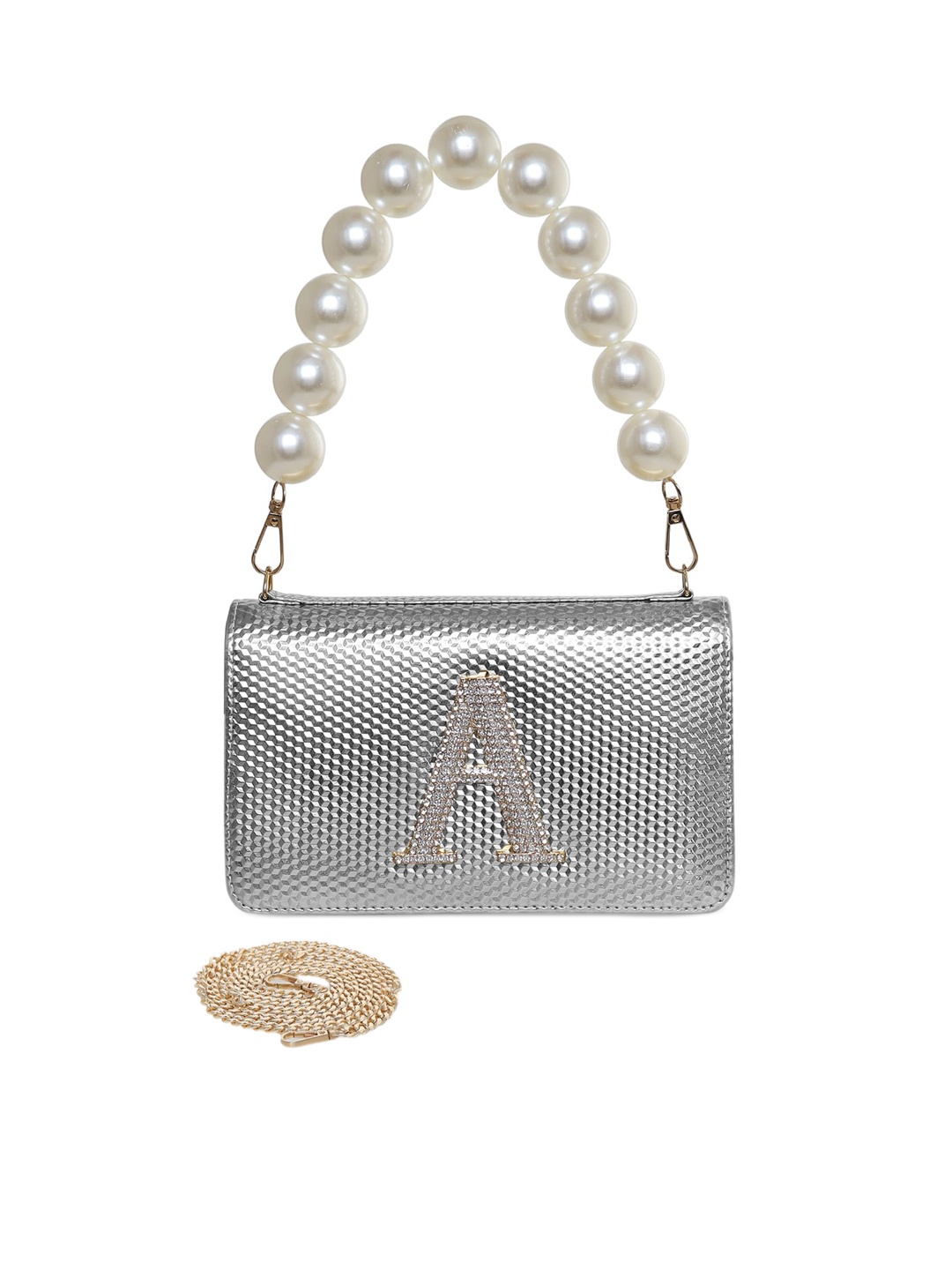 

ESBEDA Women Embellished Structured Sling Bag, Silver