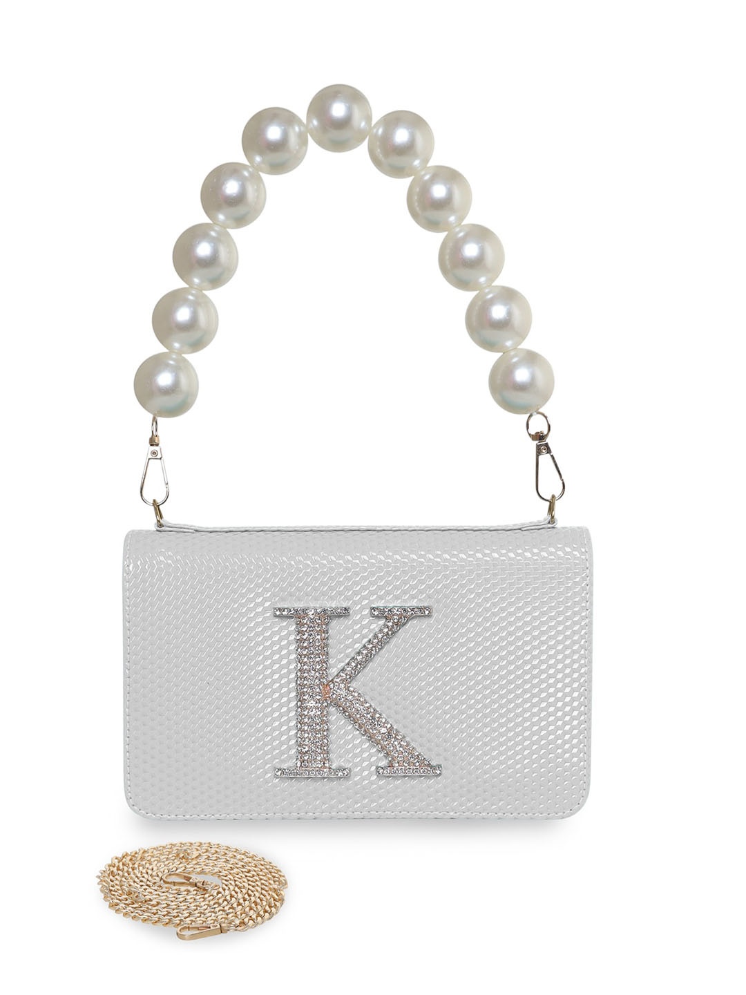 

ESBEDA Women Embellished Structured Sling Bag, White