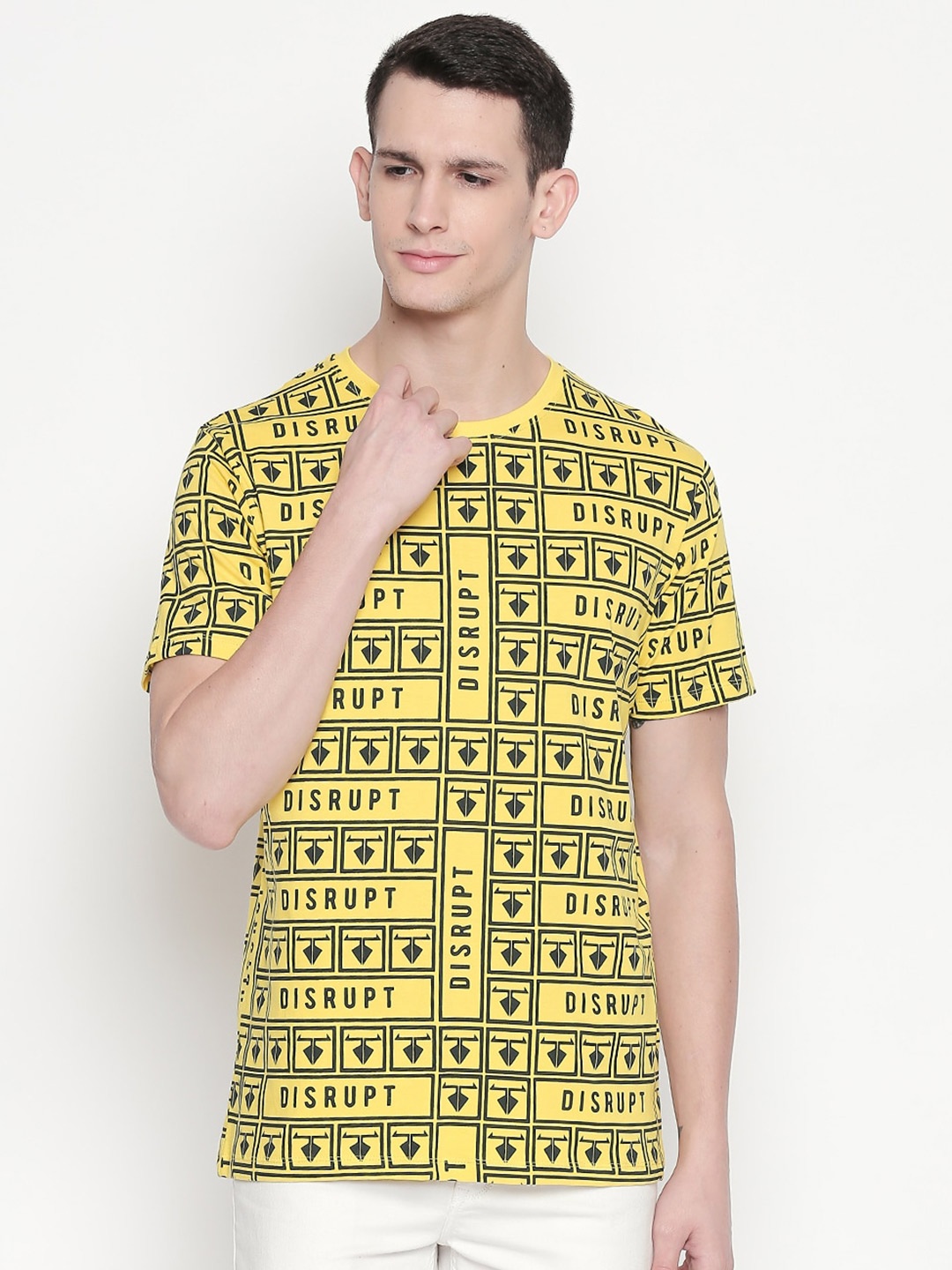 

Disrupt Conversational Printed Bio Finish Cotton T-shirt, Yellow