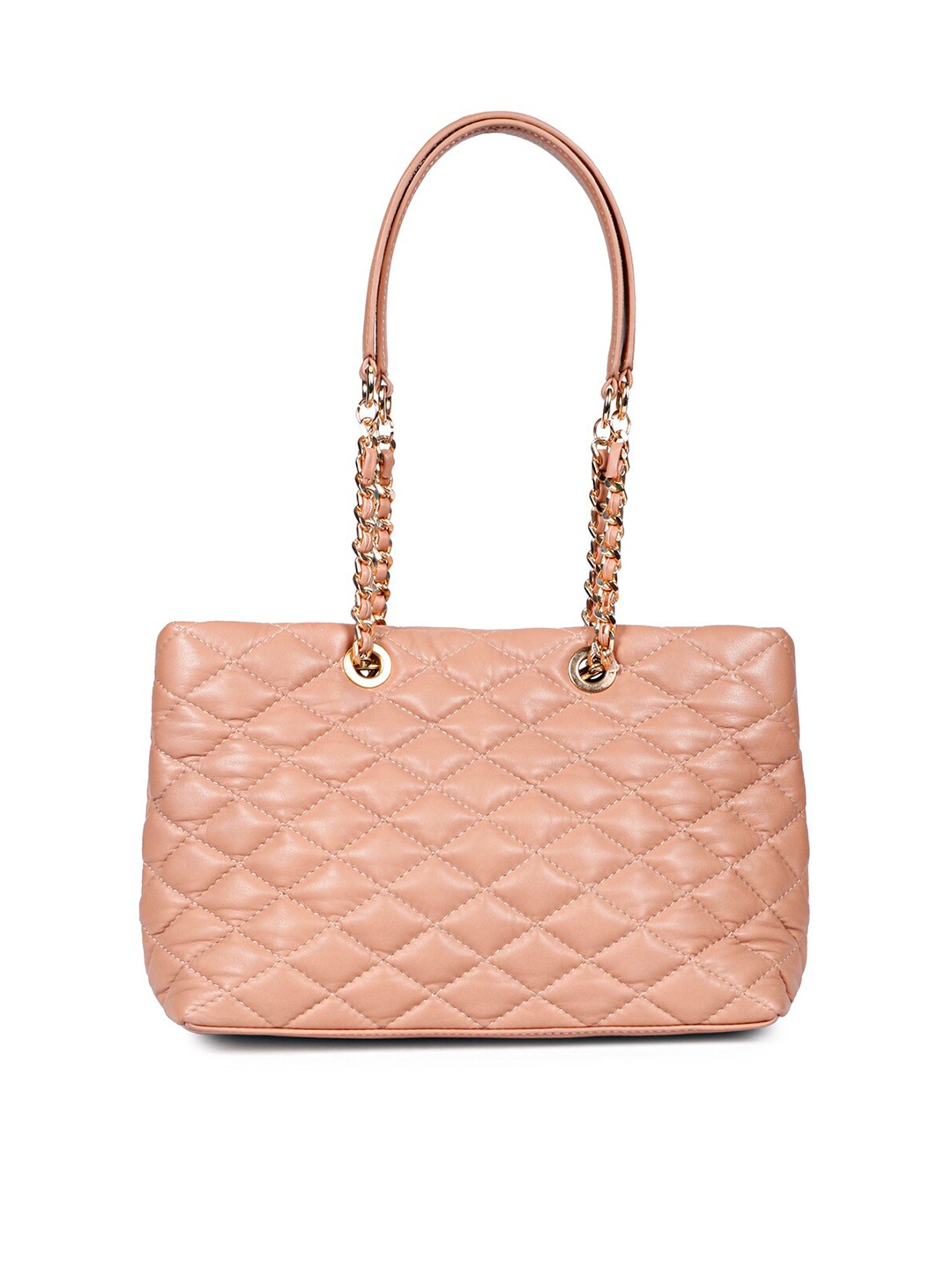 

Saint G Leather Textured Quilted Structured Shoulder Bag, Peach
