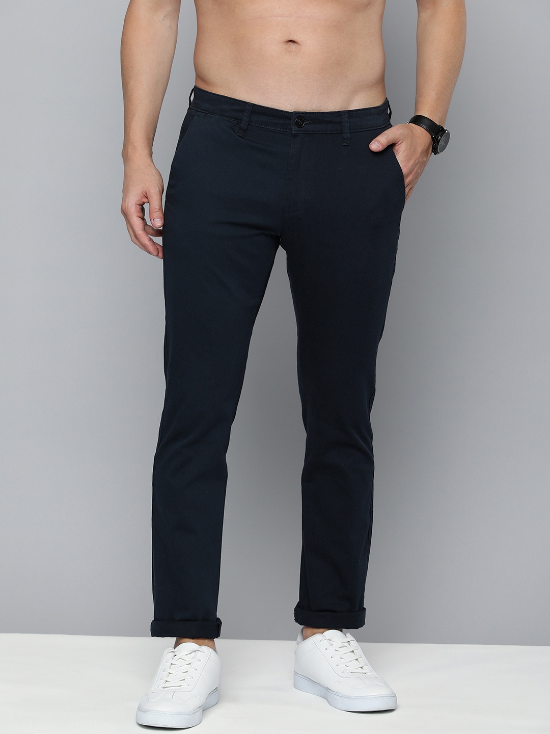 

HERE&NOW Slim Fit Chinos Trousers, Navy blue
