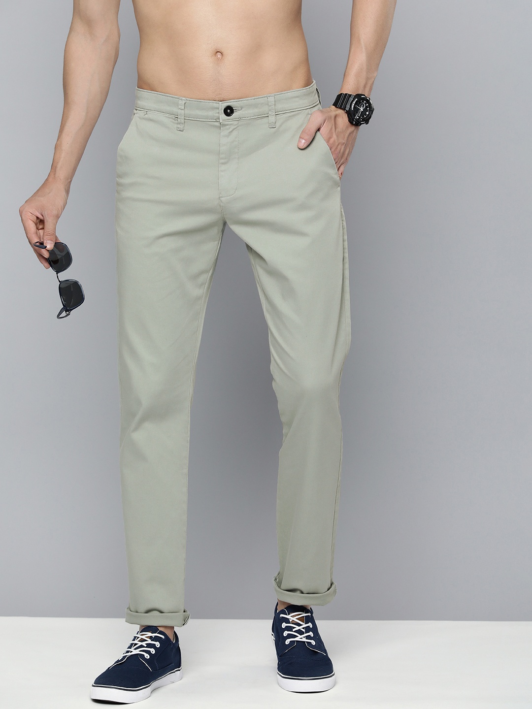 

HERE&NOW Slim Fit Chinos Trousers, Olive