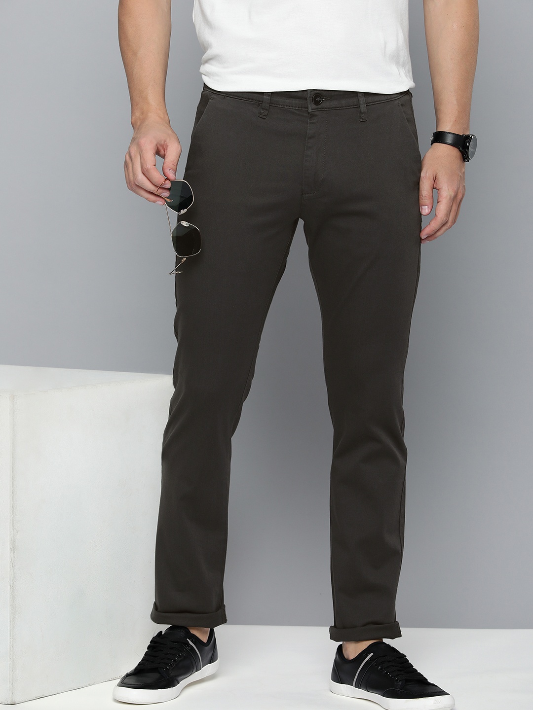 

HERE&NOW Slim Fit Chinos Trousers, Charcoal