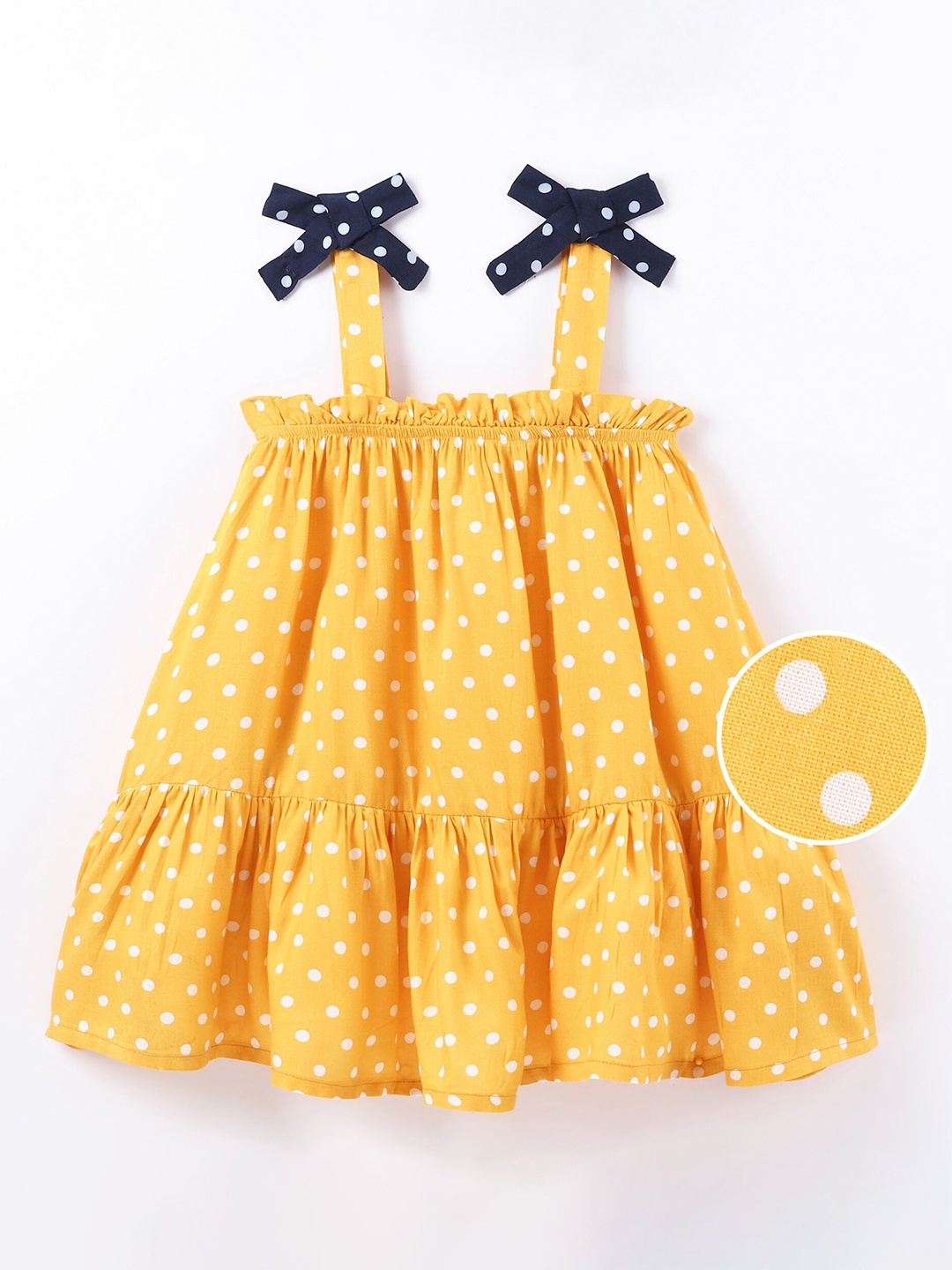 

CrayonFlakes Polka Dots Shoulder Straps A-Line Dress, Yellow
