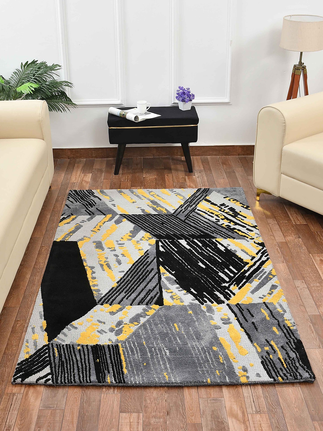 

PRESTO Black & Grey Abstract Printed No Shredding Carpet