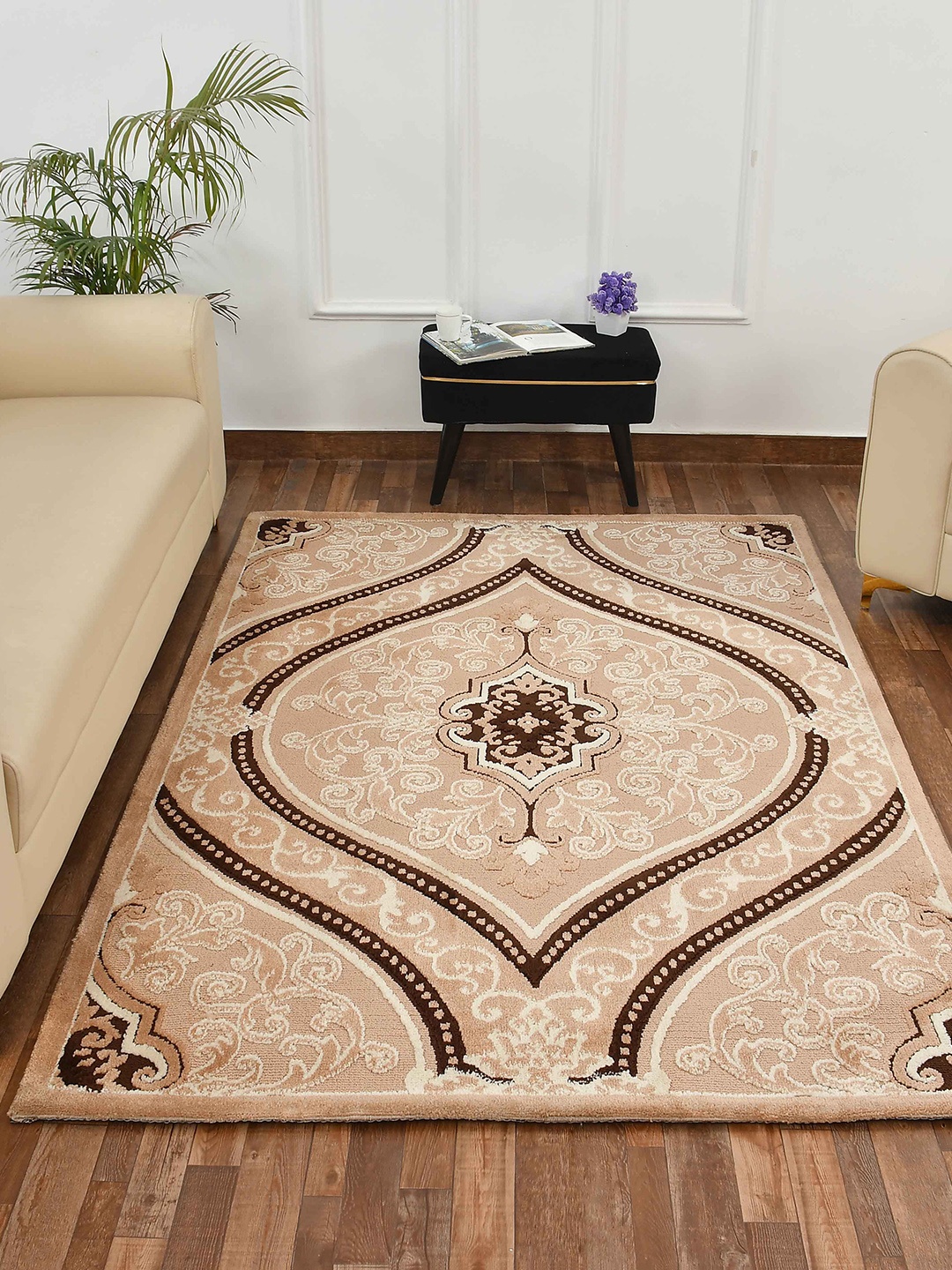 

PRESTO Brown & Beige Ethnic Motif Printed No-Shred Carpet