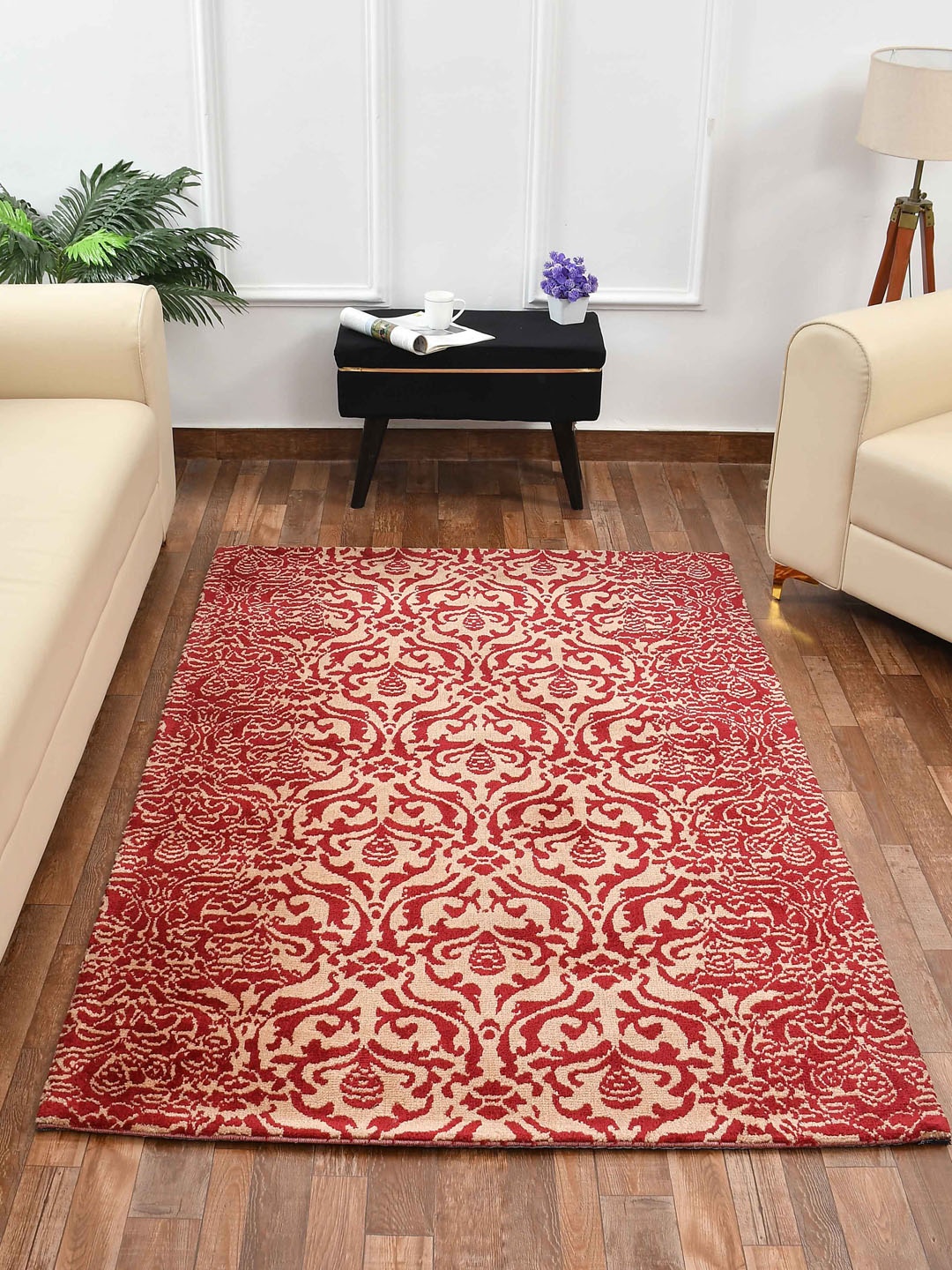 

PRESTO Red & Beige Ethnic Motif Printed No-Shred Carpet