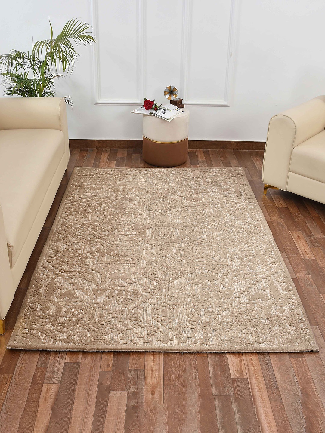 

PRESTO Beige & Brown Traditional Printed Anti Shredding Carpet