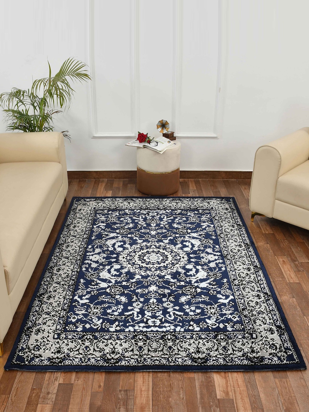 

PRESTO Blue & White Traditional Printed No Shredding Carpet