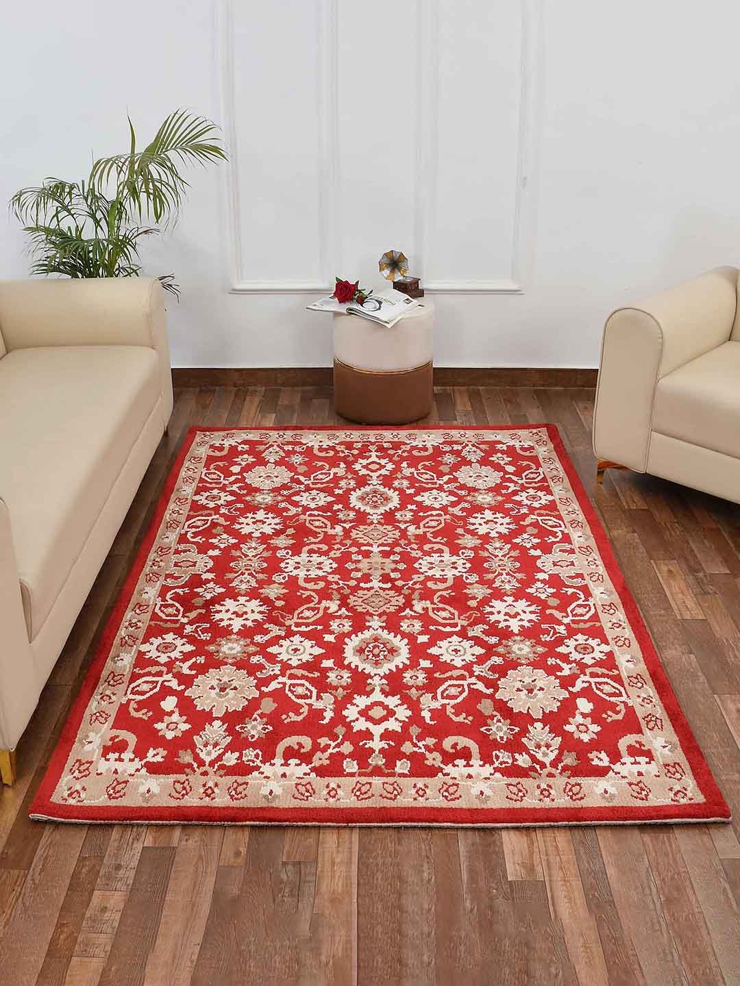

PRESTO Red & Beige Traditional Pattern Durable Rectangular Carpet